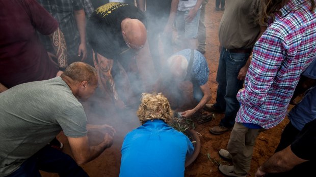 A smoke ceremony at Balranald.