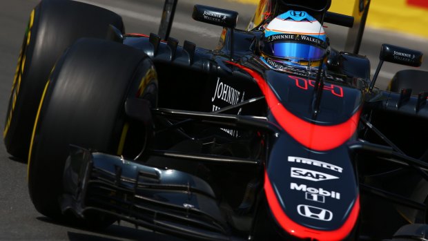Fernando Alonso drives during practice for the Canadian Formula One Grand Prix.