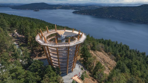 Malahat SkyWalk leads to a 10-storey spiral tower lookout.