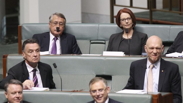 Wayne Swan and Julia Gillard on the backbench.