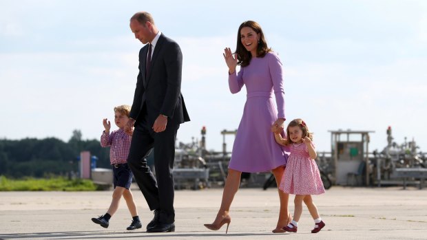 Britain's Prince William, his wife Kate, and their children, Prince George and Princess Charlotte in Germany on Friday, July 21.