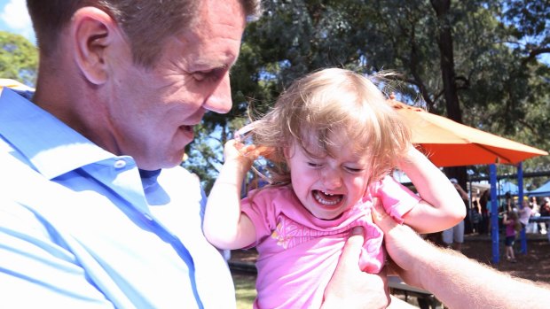 Two-year-old Grace at Padstow  Park Primary School on Saturday may have provided the Premier's only moment when he received a not-so-positive reaction