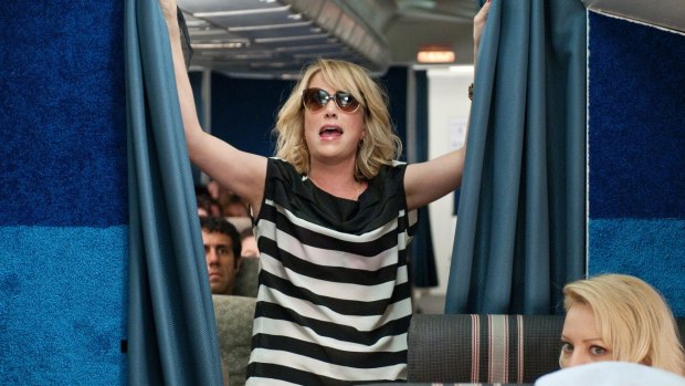 Kristen Wiig disrupts a flight in the comedy Bridesmaids, forcing the crew to take action. 