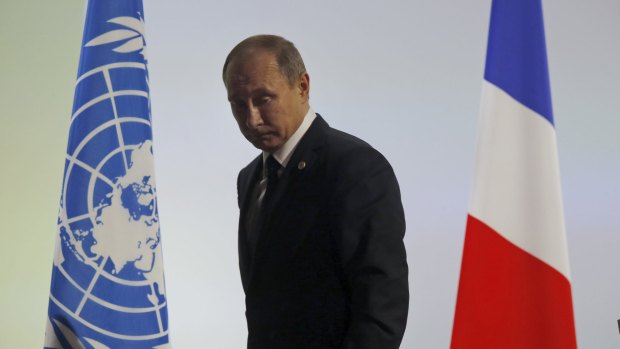 Russian President Vladimir Putin  in Le Bourget, outside Paris, on Monday. 