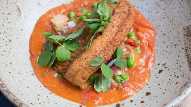 Husk restaurant's cornmeal-dusted catfish dish.