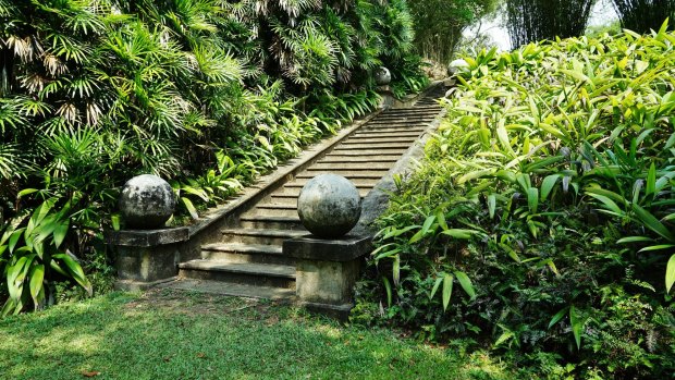 Inside the verdant gardens.