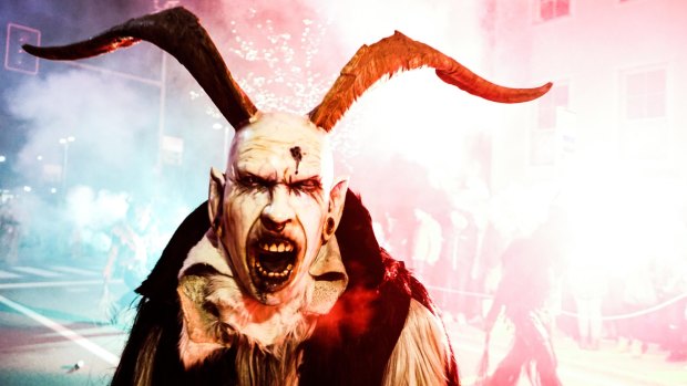 A Dracula-like Krampus seen in Italy.