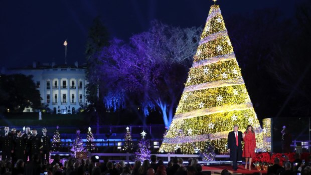 President Donald Trump and first lady Melania Trump after lighting the traditional White House Christmas tree on Thursday.  Trump's secretary of state may not last until Christmas.