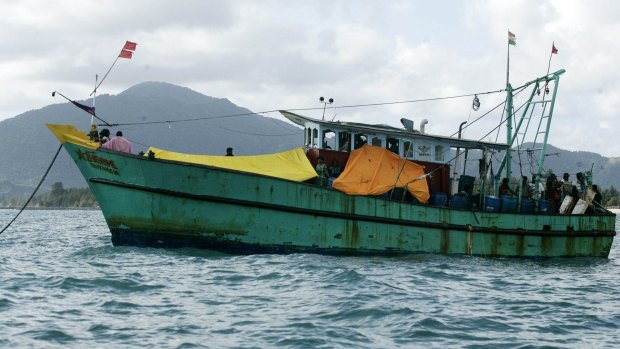 The boat of 44 Sri Lankans remains off the Indonesian coast.