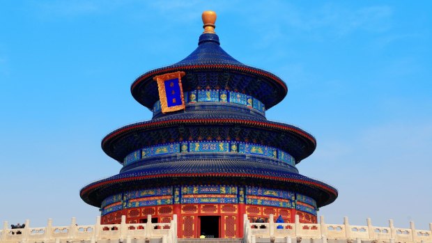 Temple of Heaven with blue sky in Beijing. Blue sky days are now less rare.
