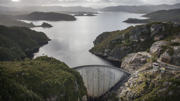 A dam bust? Gordon Dam on Lake Gordon in Tasmania's south-west in better times.