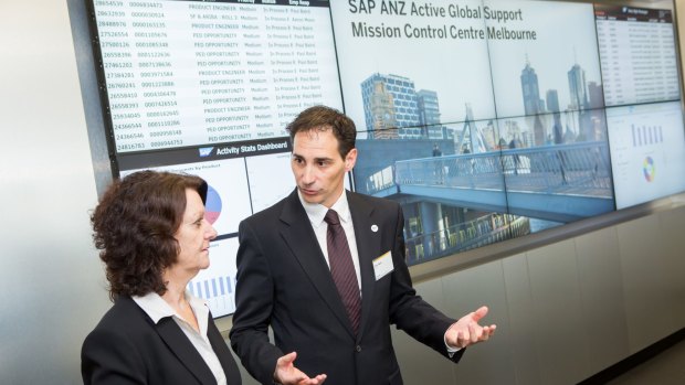 Louise Asher, Victorian Minister for Innovation, Employment and Trade, tours the SAP facilities.