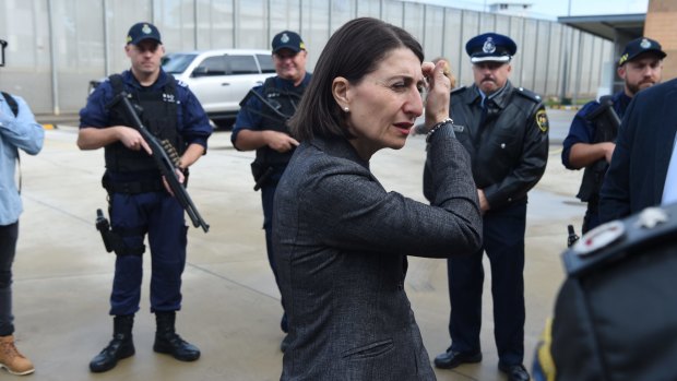 NSW Premier Gladys Berejiklian at Silverwater jail in western Sydney on Sunday.