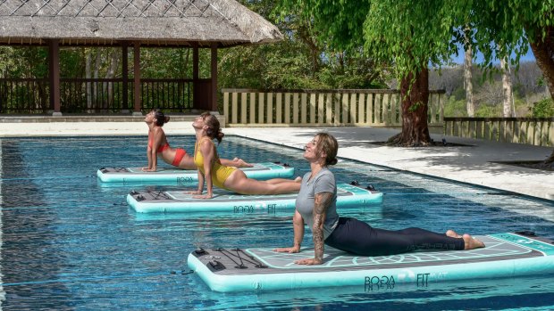 Aqua Fitmat Yoga at Revivo Bali.