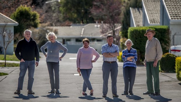 Isaac retirees who are worried about the increased unaffordability of living in Canberra, with huge rates rises. (from left) Don McMiken, Dianne Peacock, Olive and Rod Macleod and Judith and Keith Pearson.