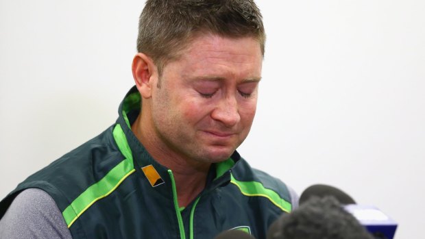 Emotional: Michael Clarke struggled to read the statement.