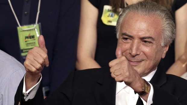 Brazilian Vice President Michel Temer during the Brazilian Democratic Movement Party convention in Brasilia last month. He is also facing the threat of impeachment.