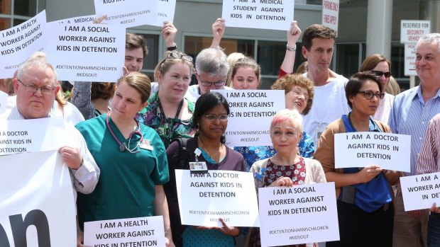 Protesters at Westmead Children's Hospital.