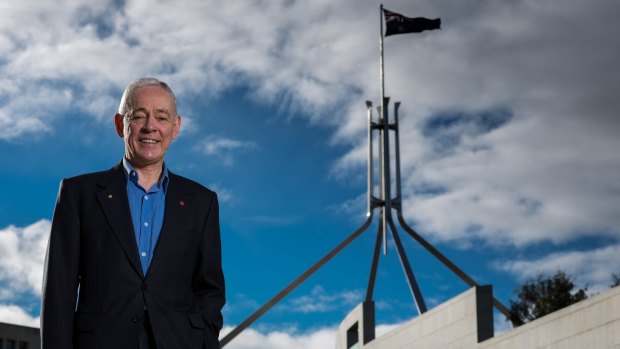 Senator Bob Day outside Parliament House in Canberra.