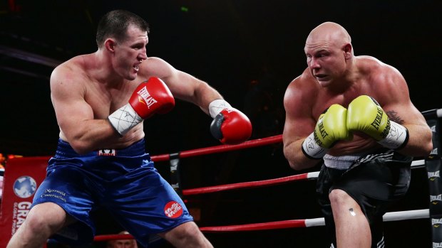 Farce: Paul Gallen's brief bout with Anthony Watts.