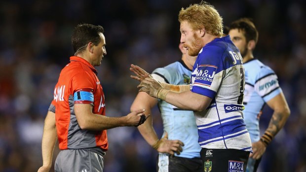 Livid: James Graham remonstrates with referee Gerard Sutton.