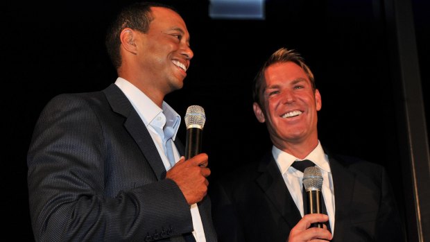 Tiger Woods and Shane Warne at Club 23 in 2011.