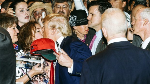 Donald Trump greets supporters during a rally in Las Vegas on Thursday.