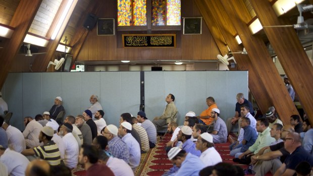 Muslims worship at a converted church the congregation purchased in 2006 in Yardley, Pennsylvania.