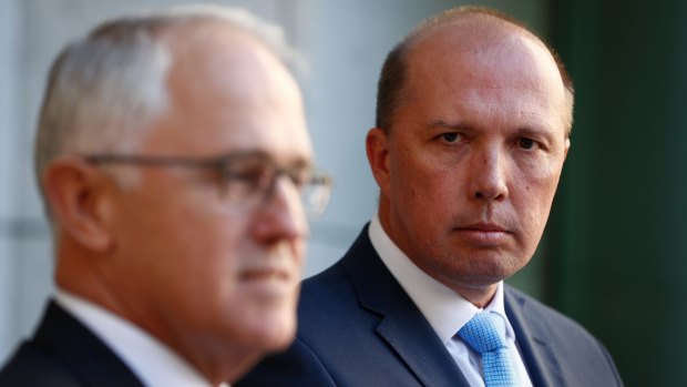 Prime Minister Malcolm Turnbull with Immigration Minister Peter Dutton.