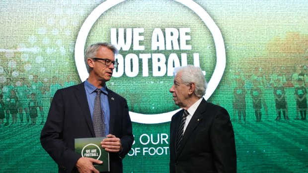 Football Australia CEO David Gallop with Chairman Frank Lowy.