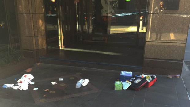 The scene of the stabbing on Collins Street on Friday morning.