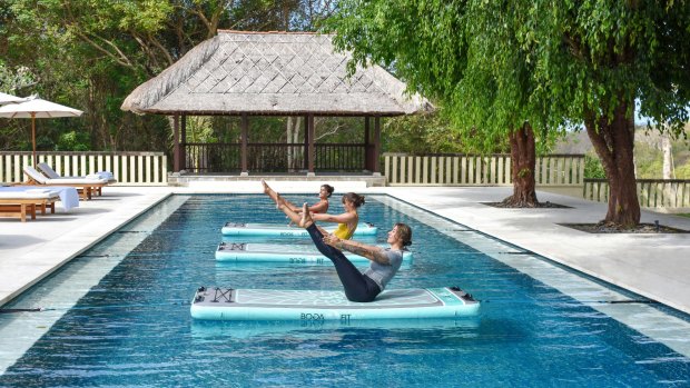 Aqua yoga at REVIVO Wellness Resort.