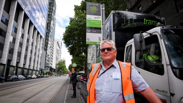 Bruce Soding waits for the number 58 tram to start his shift for the day. 