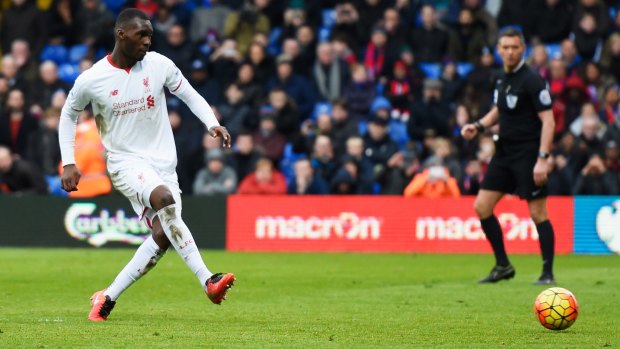 Christian Benteke score from the spot for Liverpool against Crystal Palace at Selhurst Park on Sunday.