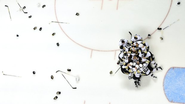 The moment: Pittsburgh Penguins celebrate after their 3-1 victory to win the Stanley Cup against the San Jose Sharks in Game Six.