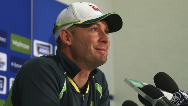 Michael Clarke speaks during a press conference after he announced his retirement.