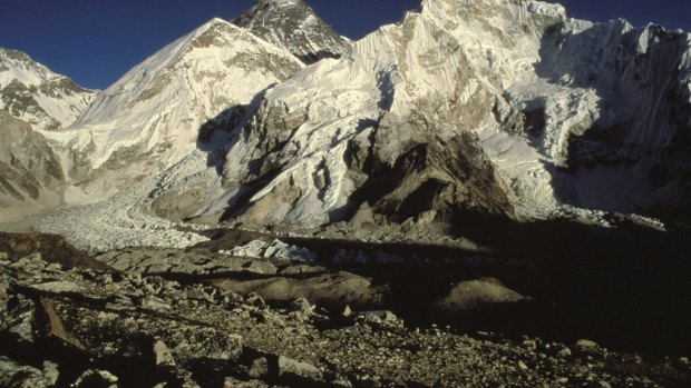 Researchers have noted the appearances of ponds of meltwater on Khumbu Glacier.