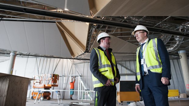 Canberra Airport managing director Stephen Byron with Richard Phillips, manager of aviation projects. 