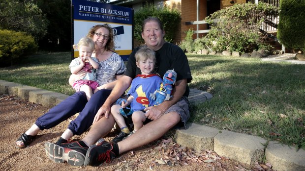 Chris Sims and Charmaine Sims with their son Zac Sims 3 and daughter Alma 20 months are moving on from Mr Fluffy after buying a new home in Kambah. 