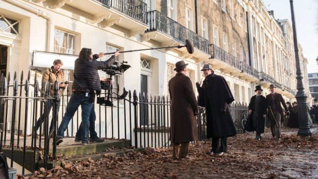 Behind the scenes on the set of Holmes and Watson with John C. Reilly and Will Ferrell.