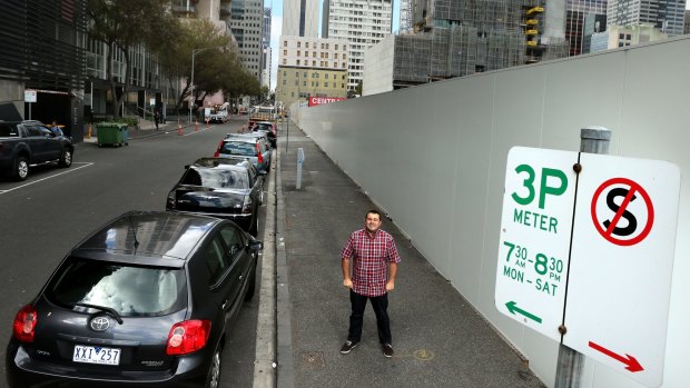 Parkhound co-founder Robert Crocitti with the only three-hour on-street parking spots in Melbourne's CBD.