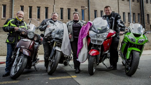 Bob Howie, Mike Kelly, Nicky Hussey and Jayson Hinder will ride through Canberra on Saturday to raise awareness for the homeless.