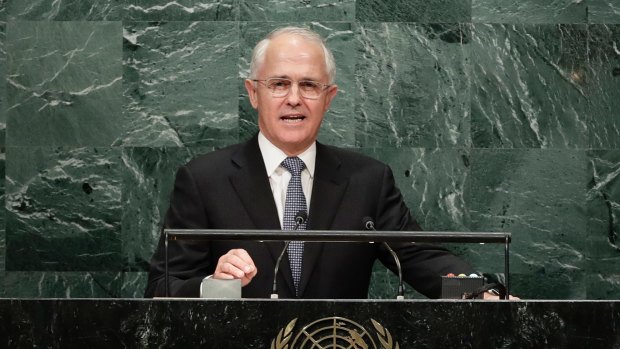 Malcolm Turnbull speaks during the 71st session of the United Nations General Assembly in New York earlier this week. 