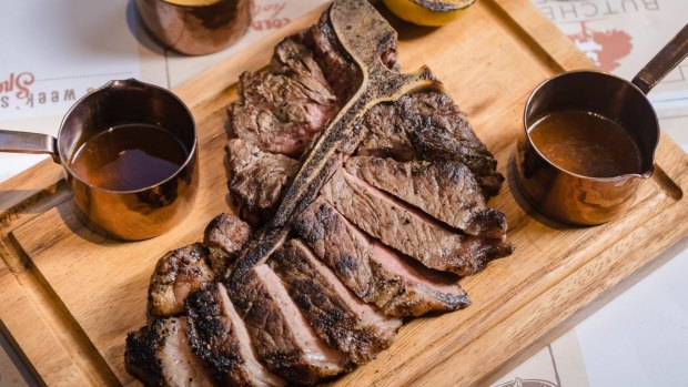 Dry aged T-bone steak at Butcher's Garden.