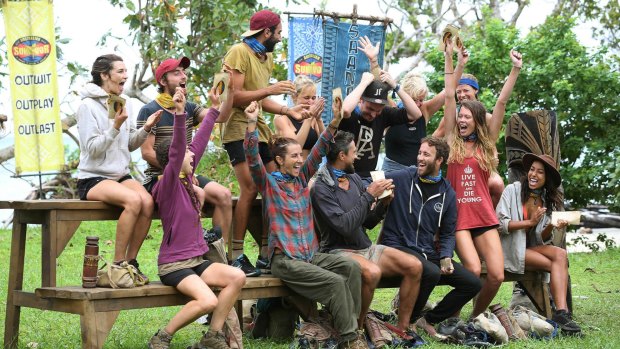 On learning they had become one tribe: the 13 remaining Australian Survivor competitors.