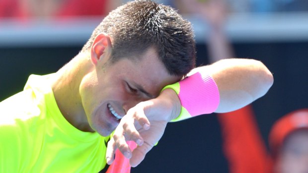 A deafening silence: Tomic endures a tough day at the office.