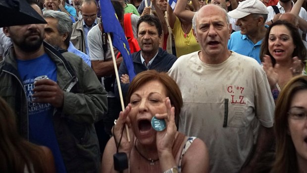 Demonstrators during a rally organised by supporters of the 'Yes' vote for the upcoming referendum.