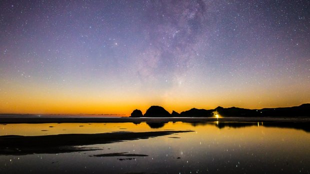 Pristine night skies over New Zealand's Great Barrier Island. The celestial light show is about to begin. 