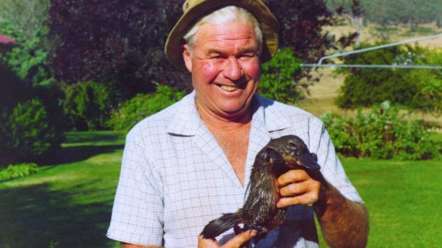 High-country farmer John Dowling with a platypus.