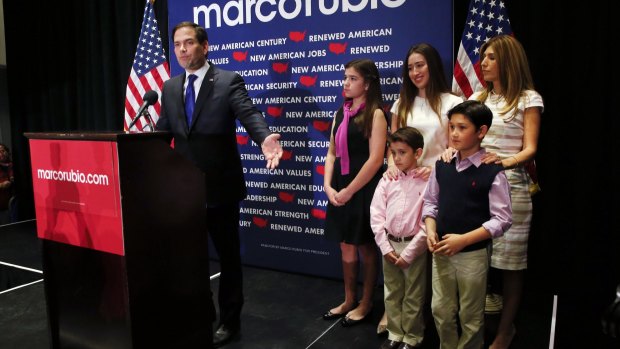 Republican presidential candidate Senator Marco Rubio in Miami on Tuesday. 